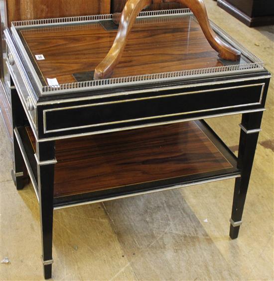 Ebonised galleried 2 tier  side table(-)
